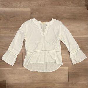 Peplum White 3/4 Sleeve Top - Small